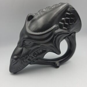 Dire Dragon Beer Mug, Satin Black Glaze Game of Thrones  Pottery 9" Long